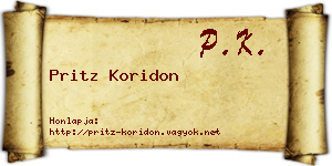 Pritz Koridon névjegykártya
